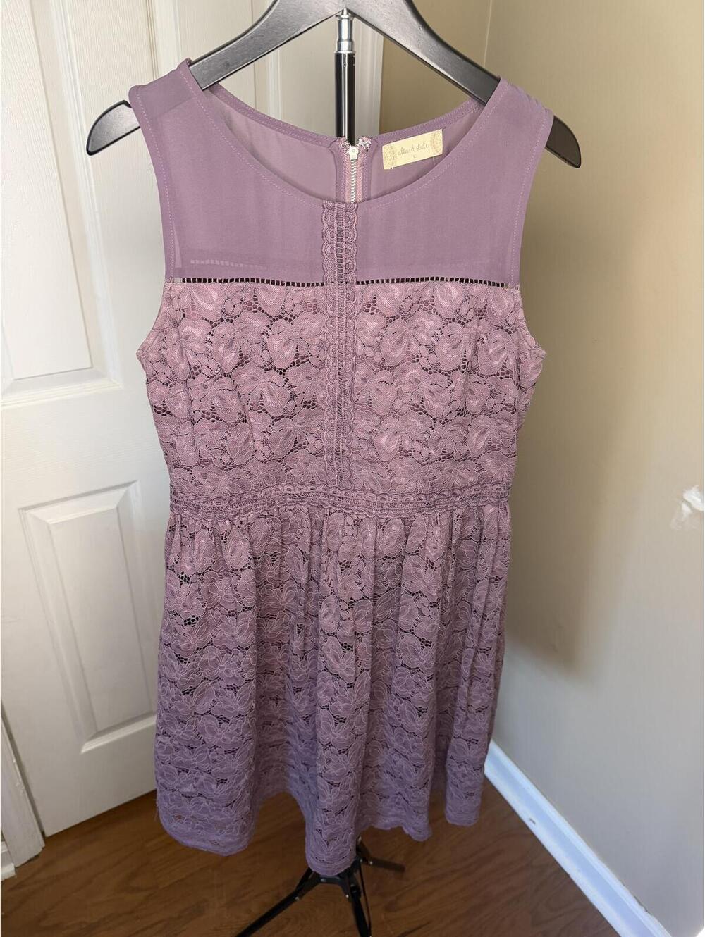 Altar’d State Dusty Lavender Lace Fit & Flare Dress Large